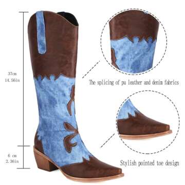 Cozivwaiy Denim Cowboy Boots: Stylish & Comfortable Women’s Footwear