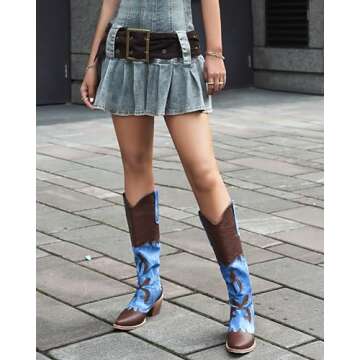 Cozivwaiy Denim Cowboy Boots: Stylish & Comfortable Women’s Footwear