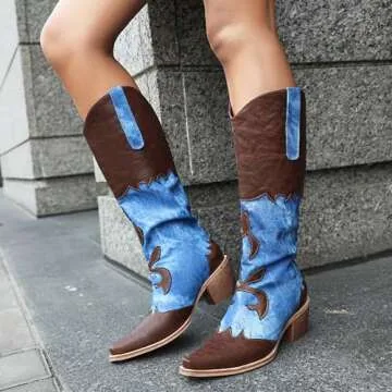 Cozivwaiy Denim Cowboy Boots: Stylish & Comfortable Women’s Footwear