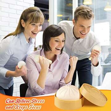Dumpling Stress Ball - Adorable Steamed Bun Stress Relief Squeeze Toy for All Ages