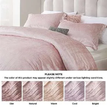 Bedsure Velvet Duvet Cover Set - Luxurious, Glossy King Size Duvet Cover Set, Pink Duvet Cover King Size with 2 Pillow Shams (Petal Pink, King, 104 x 90 inches)