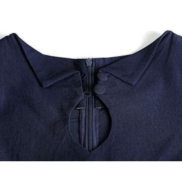MUXXN Women's Classy Retro Style Button up Tea Length Cocktail Dress (Blue L)