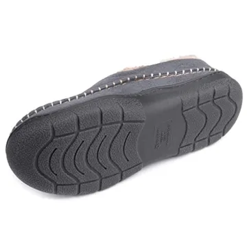 Zigzagger Men's Comfy Moccasin Slippers Grey