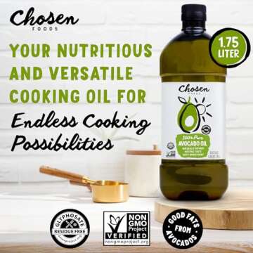 Chosen Foods 100% Pure Avocado Oil for Cooking - 1.75L - Made With Good Fats from Avocados, Naturall...