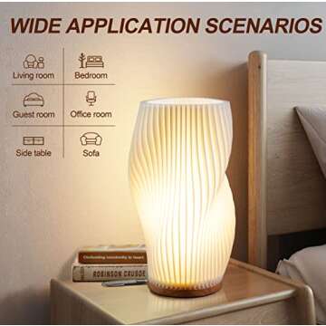 Zenply Novelty Small Table Lamp for Bedroom,Vintage Style Striped Small Night Light Lamp, Mini Bedsi...