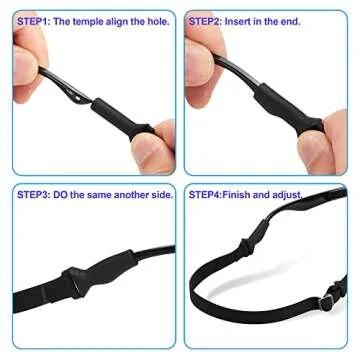 lvvfit Baby Glasses Straps(5-8inch)-Adjustable Glasses Strap Sports Sunglasses Eyeglasses Holder Straps for Toddler and Infant-Eyewear Retainers for Boys and Girls age 0-3 years (4pcs Black)