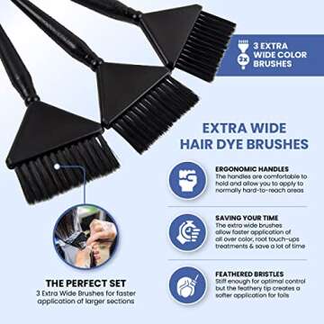 3 Extra Wide Hair Dye Brushes for Easy Application