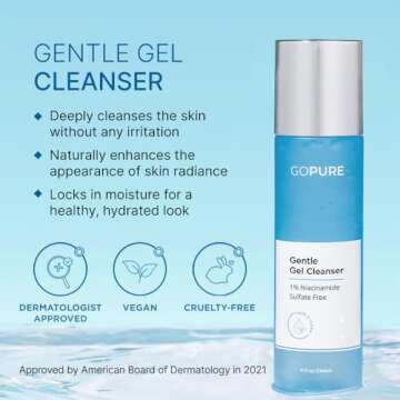goPure Gentle Gel Cleanser - Visibly Brightens the Look of Skin, Gently Cleanses and Clarifies the Appearance, Sulfate-Free Vitamin C Cleanser, Great for All Skin Types - 4 oz.