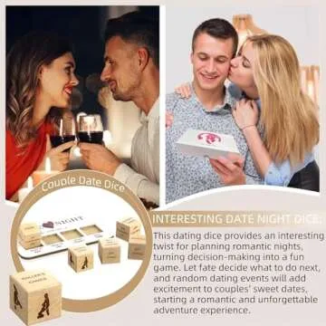 Date Night Dice, Couples Gift Ideas Decision Dice for Girlfriend Boyfriend Romantic Date Night Ideas for Him and Her Anniversary Birthday Gifts for Husband Wife