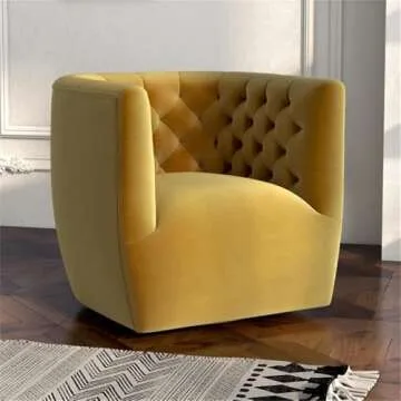 Comfy Dark Yellow Velvet Swivel Accent Chair for Home