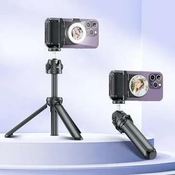 Smartphone Shooting Holder + Phone Mirror: Magnetic Smartphone Shooting Holder Hand Grip with Magnetic Selfie Mirror for Back Camera