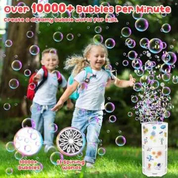 Panamalar Fireworks Bubble Machine, Kids Automatic Bubble Blower with Lights/Battery/DIY Sticker/80ml Solution, 10000+ Bubbles per Minute Electric Bubble Machine Making Toys for Outdoor Party Wedding