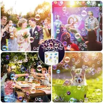Panamalar Fireworks Bubble Machine, Kids Automatic Bubble Blower with Lights/Battery/DIY Sticker/80ml Solution, 10000+ Bubbles per Minute Electric Bubble Machine Making Toys for Outdoor Party Wedding