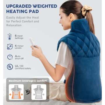Heating Pad for Neck Shoulders and Back Pain Relief, Birthday Christmas Gifts for Women Men Mom Dad, Large Weighted Electric Neck Shoulders and Back Heat Pad, 6 Heat Settings Auto-Off, UL Certified