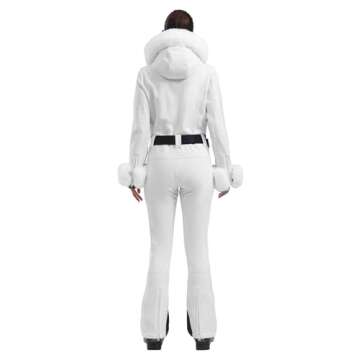 GSOU SNOW Ski Suit Womens One Piece Snowsuit Snowboard Jacket Slim Snow Jumpsuit Faux Fur Ski Outfit...