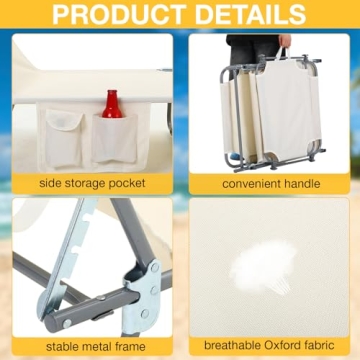 Menkxi Beach Lounge Chair Set with 360° Canopy Sunshade