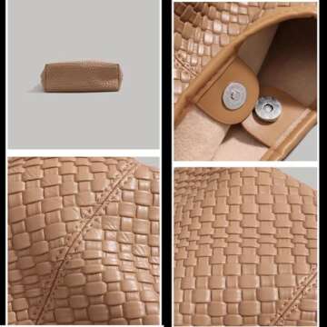 2024 Woven Leather Tote Bag for Women Top-handle Shoulder Bag, Hobo Bags Large Capacity Soft Vegan Crossbody Handbag Underarm (apricot)