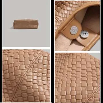 2024 Woven Leather Tote Bag for Women Top-handle Shoulder Bag, Hobo Bags Large Capacity Soft Vegan Crossbody Handbag Underarm (apricot)