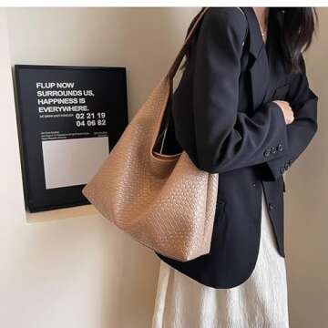 2024 Woven Leather Tote Bag for Women Top-handle Shoulder Bag, Hobo Bags Large Capacity Soft Vegan Crossbody Handbag Underarm (apricot)