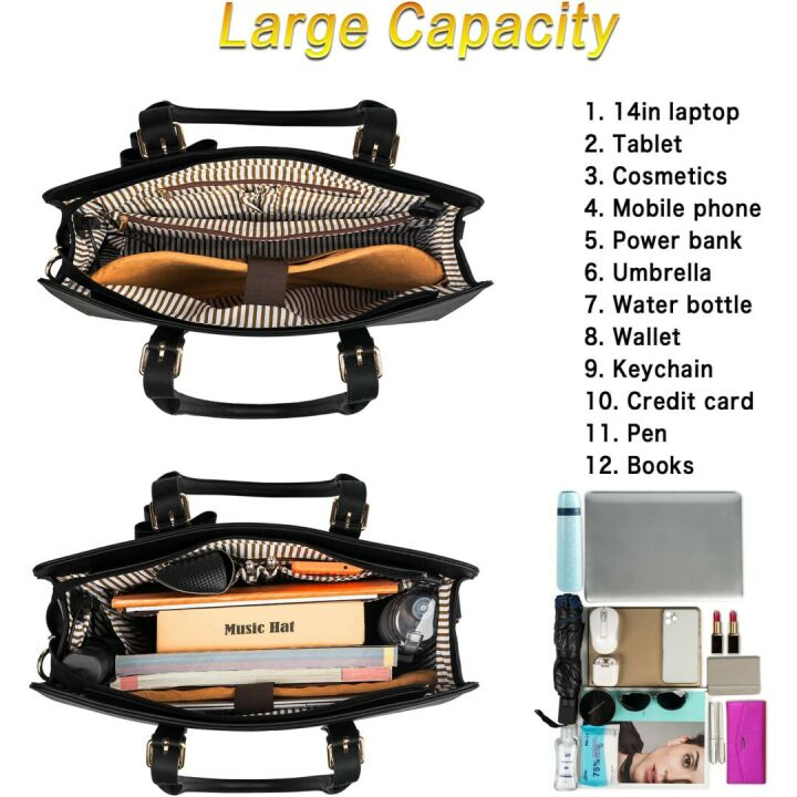 Chic 14 Inch Laptop Bag Set with USB Port - Black