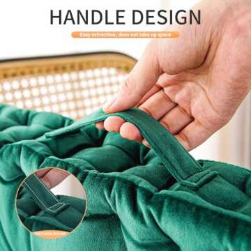 ROIPXM Custom Bench Cushion, Tufted Bench Cushions for Indoor Furniture, Window Seat Cushions Indoor, Velvet Bay Window Cushion, French Floor Cushions with Handle, 4 Inch Thick, 30+ Colors