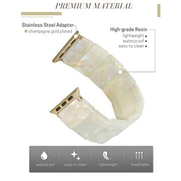 Heesch Upgraded Stretchy Resin Watch Band Compatible with Apple Watch for Women, Men, Tortoise Shell Fashion Watch Strap Bracelet Wristband Jewelry for iwatch Series Ultra/SE/8/7/6/5/4/3/2/1,