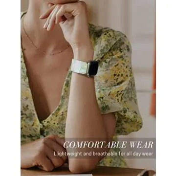 Heesch Upgraded Stretchy Resin Watch Band Compatible with Apple Watch for Women, Men, Tortoise Shell Fashion Watch Strap Bracelet Wristband Jewelry for iwatch Series Ultra/SE/8/7/6/5/4/3/2/1,