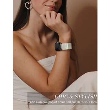 Heesch Upgraded Stretchy Resin Watch Band Compatible with Apple Watch for Women, Men, Tortoise Shell Fashion Watch Strap Bracelet Wristband Jewelry for iwatch Series Ultra/SE/8/7/6/5/4/3/2/1,