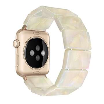 Heesch Upgraded Stretchy Resin Watch Band Compatible with Apple Watch for Women, Men, Tortoise Shell Fashion Watch Strap Bracelet Wristband Jewelry for iwatch Series Ultra/SE/8/7/6/5/4/3/2/1,