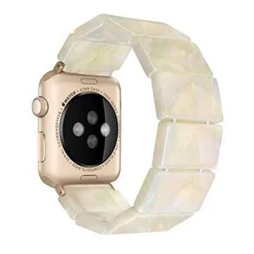 Heesch Upgraded Stretchy Resin Watch Band Compatible with Apple Watch for Women, Men, Tortoise Shell Fashion Watch Strap Bracelet Wristband Jewelry for iwatch Series Ultra/SE/8/7/6/5/4/3/2/1,