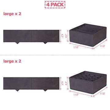 DIOMMELL 4 Pack Foldable Cloth Storage Box Closet Dresser Drawer Organizer Fabric Baskets Bins Conta...