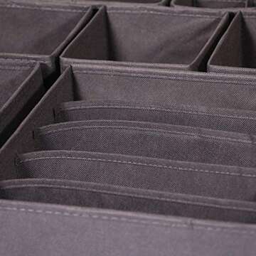 DIOMMELL 4 Pack Foldable Cloth Storage Box Closet Dresser Drawer Organizer Fabric Baskets Bins Containers Divider for Clothes Underwear Bras Socks Lingerie Clothing, Dark Grey 22-0000