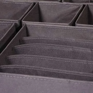 DIOMMELL 4 Pack Foldable Cloth Storage Box Closet Dresser Drawer Organizer Fabric Baskets Bins Containers Divider for Clothes Underwear Bras Socks Lingerie Clothing, Dark Grey 22-0000