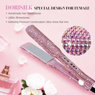 DORISILK 2 Inch Titanium Flat Iron with Rhinestones