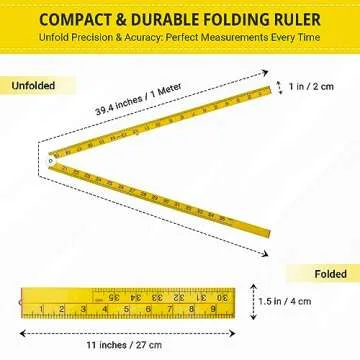 Folding Meter Stick - Measure in Inches, Centimeters, Millimeters, and Meters 36 inch Ruler for Teac...