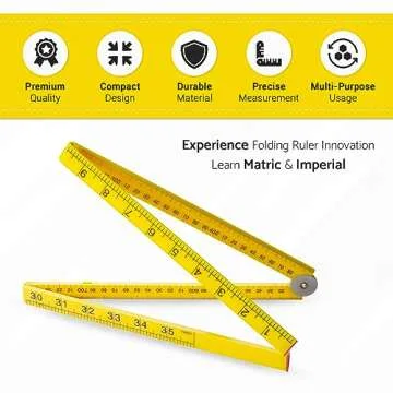 Folding Meter Stick - Measure in Inches, Centimeters, Millimeters, and Meters 36 inch Ruler for Teaching Measurement Great Classroom Sticks for STEM Learning Advantage Folding Measuring Stick
