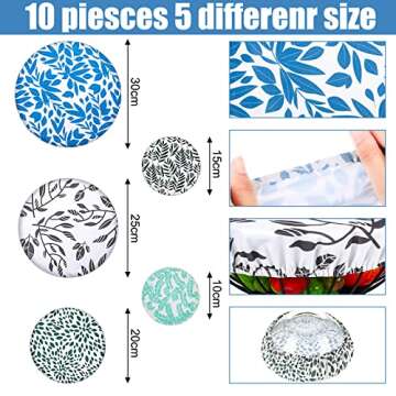 10 Pieces Reusable Bowl Covers Woven Elastic Food Storage Covers Fabric Reusable Elastic Cloth for K...