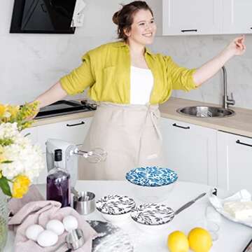 10 Pieces Reusable Bowl Covers Woven Elastic Food Storage Covers Fabric Reusable Elastic Cloth for Kitchen Bowls Storage Container, 4 to 12 Inch