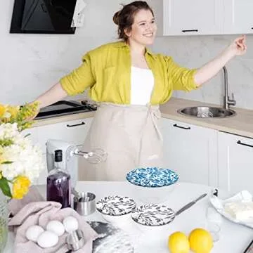 10 Pieces Reusable Bowl Covers Woven Elastic Food Storage Covers Fabric Reusable Elastic Cloth for Kitchen Bowls Storage Container, 4 to 12 Inch