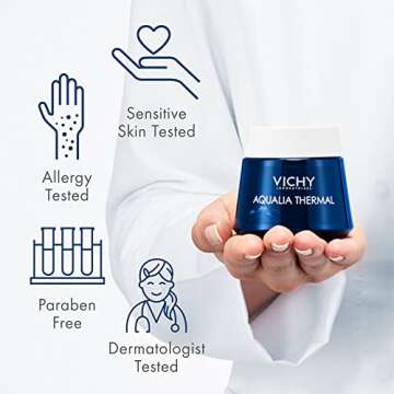 Vichy Aqualia Thermal Spa Face Night Cream and Overnight Mask with Hyaluronic Acid, Moisturizer for Face and Neck, Moisturizing Night Time Anti Wrinkle Cream, Light Scent, Paraben Free