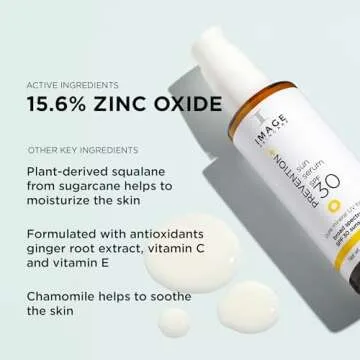 IMAGE Skincare, PREVENTION+ Sun Serum SPF 30 Mineral Sunscreen for Face, Non Comedogenic, Wear Under Makeup, Perfect Travel Size, 1.0 oz