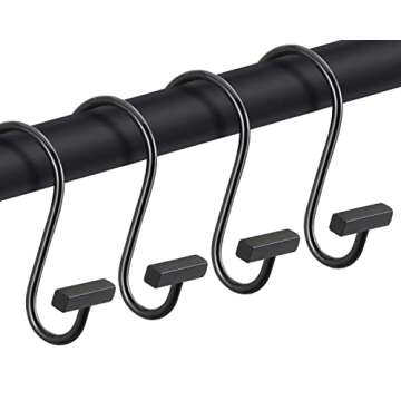 Black Shower Curtain Hooks, Rust Proof Shower Curtain Rings for Bathroom, CHICTIE Modern Metal Decor...