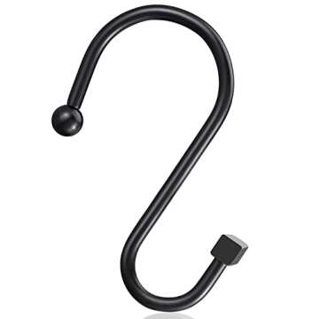 Black Shower Curtain Hooks, Rust Proof Shower Curtain Rings for Bathroom, CHICTIE Modern Metal Decorative Shower Hooks Hangers for Shower Curtain Rod, Square T Bar Shape Set of 12