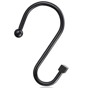 Black Shower Curtain Hooks, Rust Proof Shower Curtain Rings for Bathroom, CHICTIE Modern Metal Decorative Shower Hooks Hangers for Shower Curtain Rod, Square T Bar Shape Set of 12