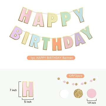 Pre-Strung Happy Birthday Banner and Decorations-Girls Toddler Birthday Decorations-Happy Birthday B...