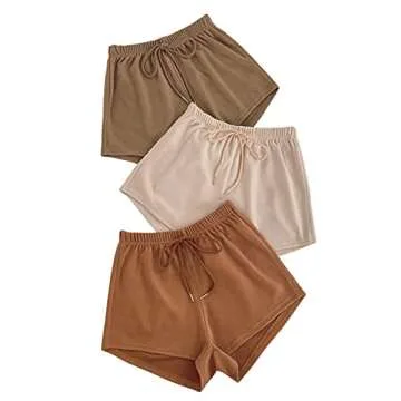 MakeMeChic Women's Knot Front Lounge Track Shorts Pack