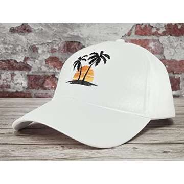 Hepandy Palm Tree Embroidered Baseball Cap for Women Men Girl, Summer Beaches Outdoor White Trucker ...