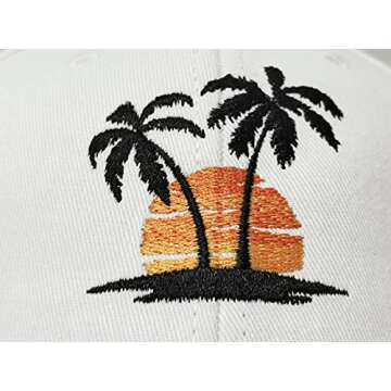 Hepandy Palm Tree Embroidered Baseball Cap for Women Men Girl, Summer Beaches Outdoor White Trucker Hats Adjustable Snapback Golf Dad Hats