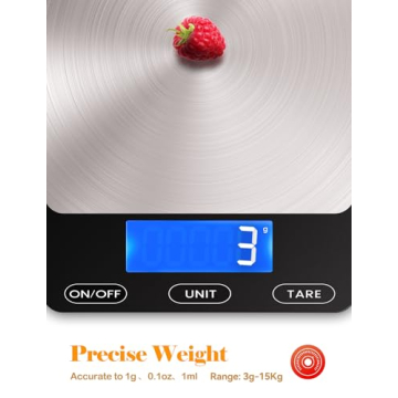 33lb Digital Food Scale - Stainless Steel & Rechargeable