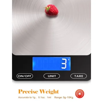 33lb Digital Food Scale - Stainless Steel & Rechargeable